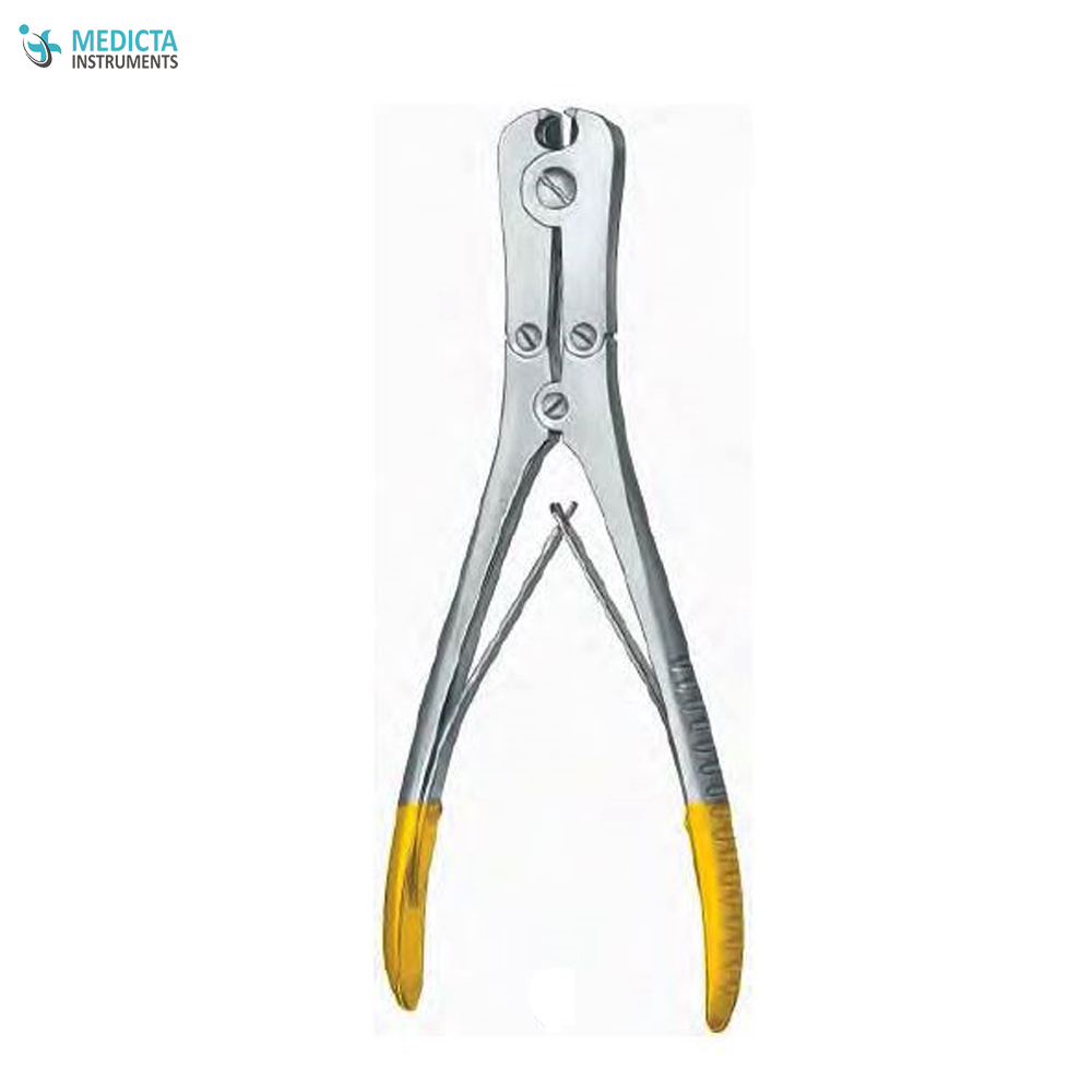 Wire cutter, 7'',double-action, angled, side cutting TC jaws, cuts