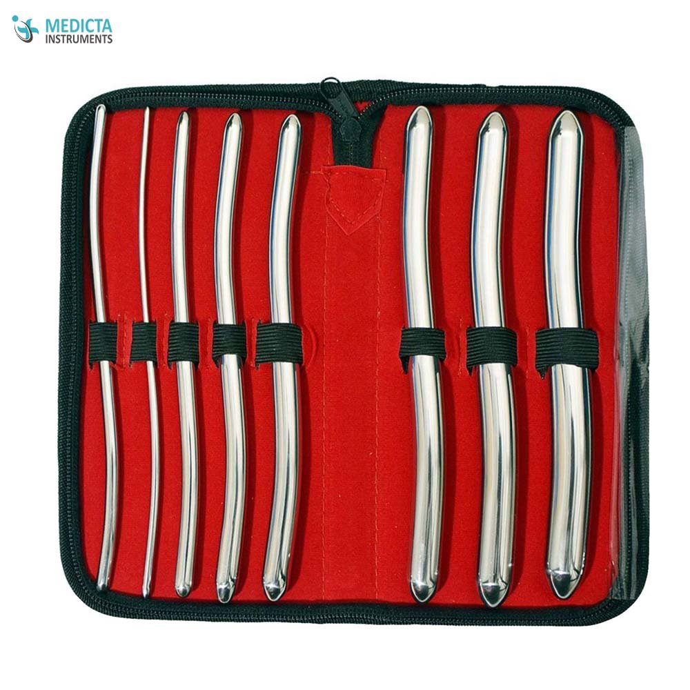 Vitality Medico Pratt Urethral Beginners Sound Kit – 8pc Surgical Steel Uterine Dilator Set, UK Made