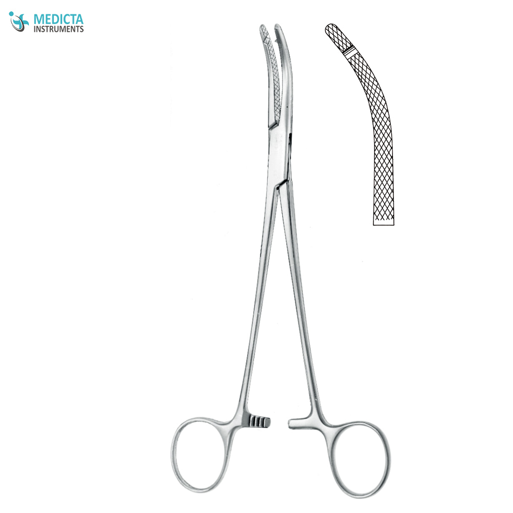 Heaney Hysterectomy Clamps Curved 20cm 1-Tooth Box Joint