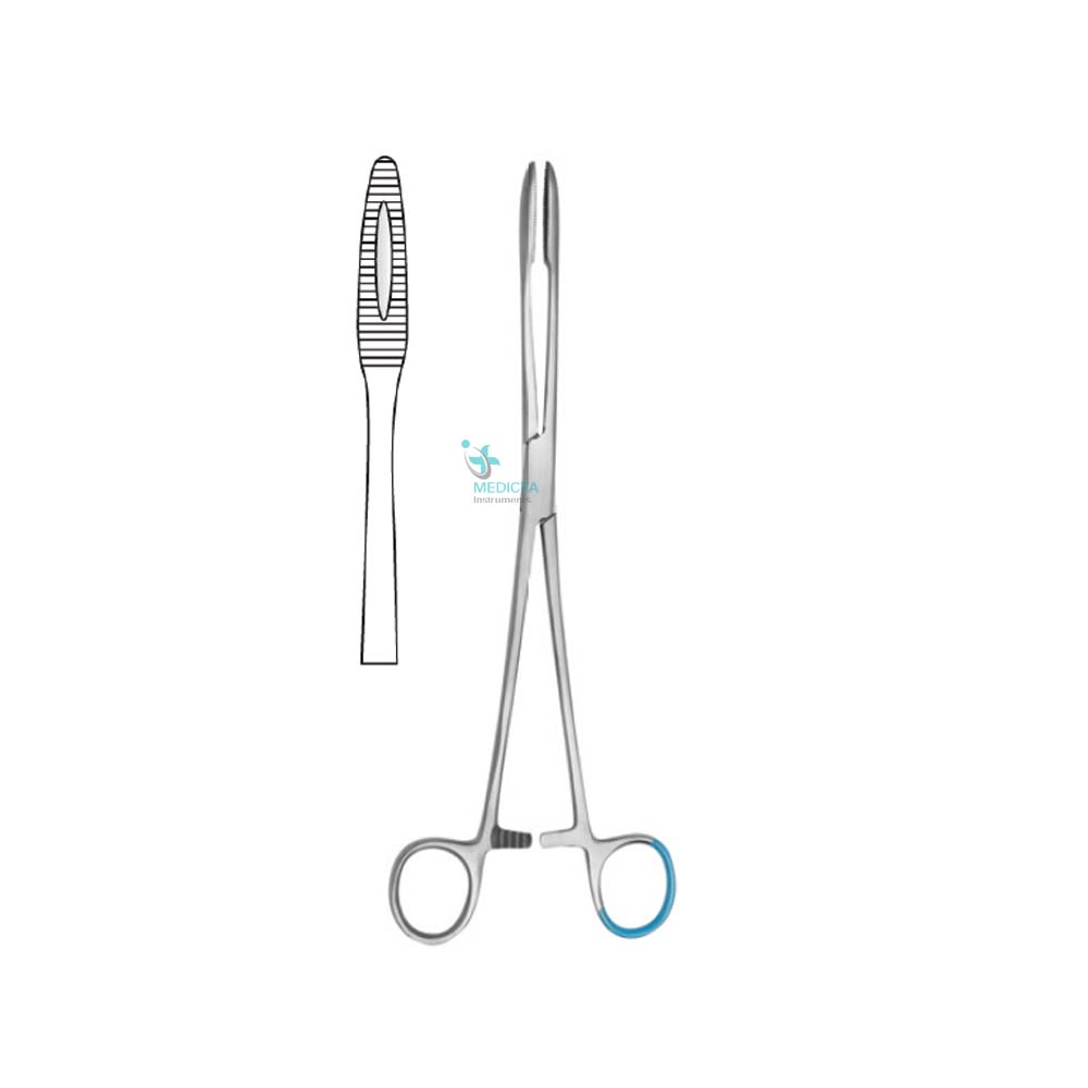 Single Use Surgical Sponge Forceps straight, with raquet 26.5cm
