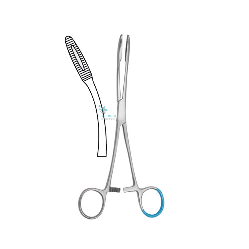 Single Use Surgical Sponge Forceps curved, with raquet 26.5cm