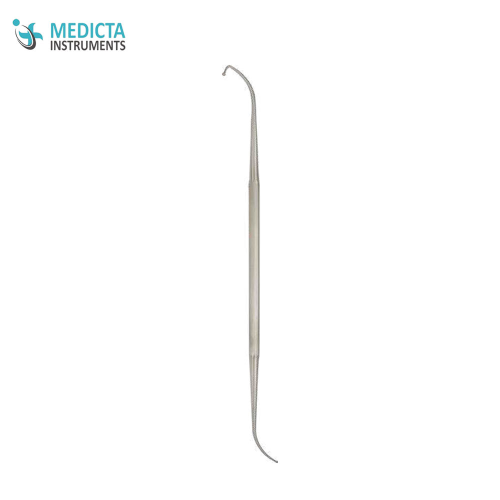 Frontal sinus probe, angled hook at one tip 22 cm/8½” 2mm 1.2mm