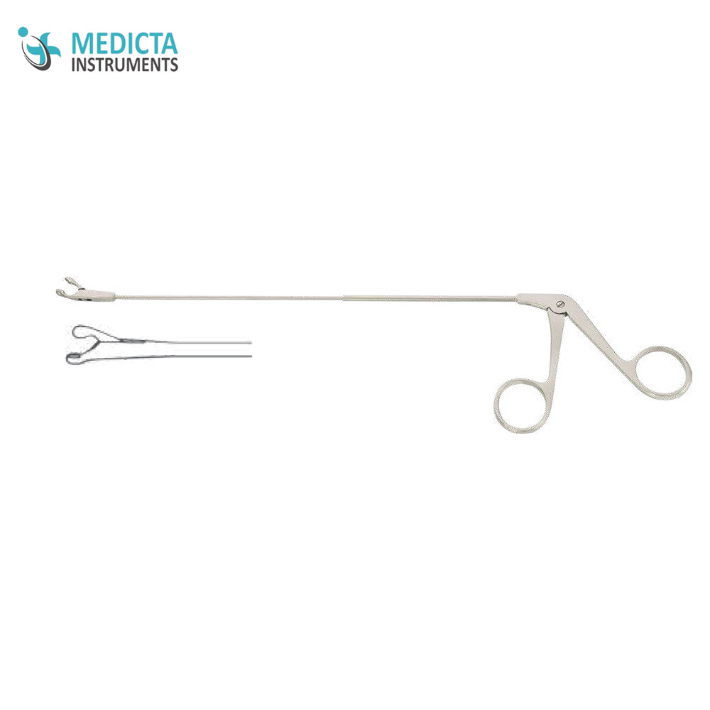 Grasping Cup Shaped Forceps curved left Instruments For Endolaryngeal Microsurgery 2mm