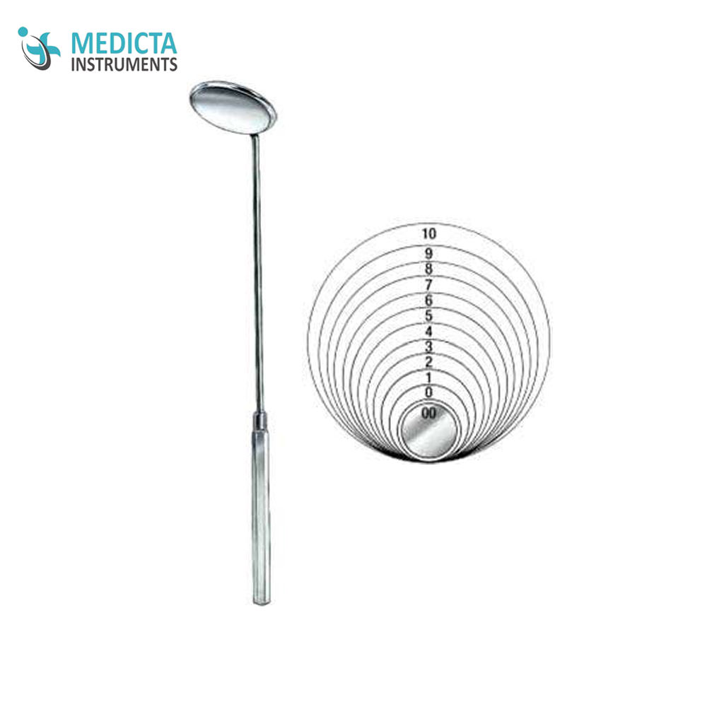 Laryngeal Mirrors Plane with fixed handled 18.5 cm/7¼”Rhodium front coated Fig. 1 Ø 12 mm