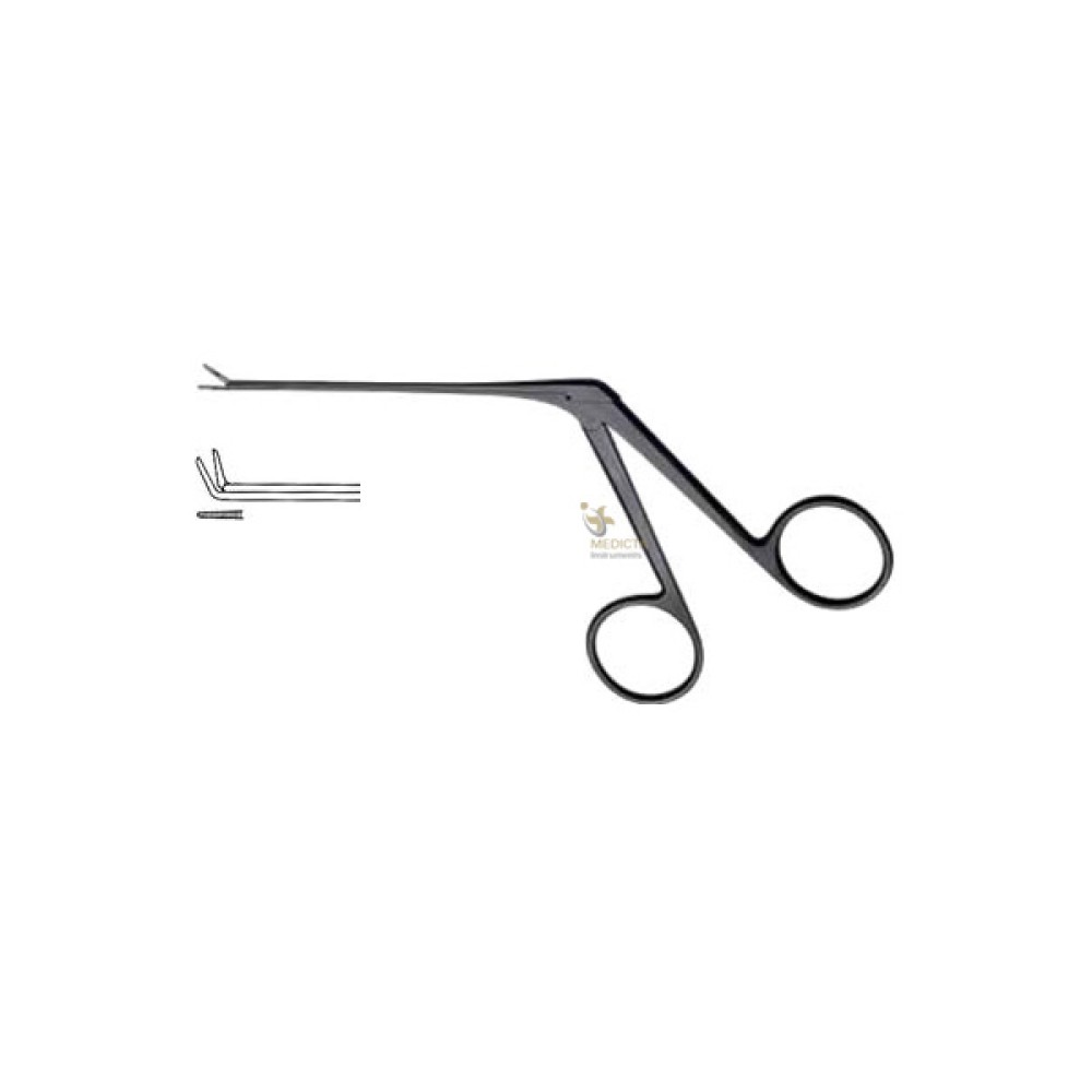 Micro Alligator Ear Forceps with 4mm Tip Angled Up Serrated - Black Coated