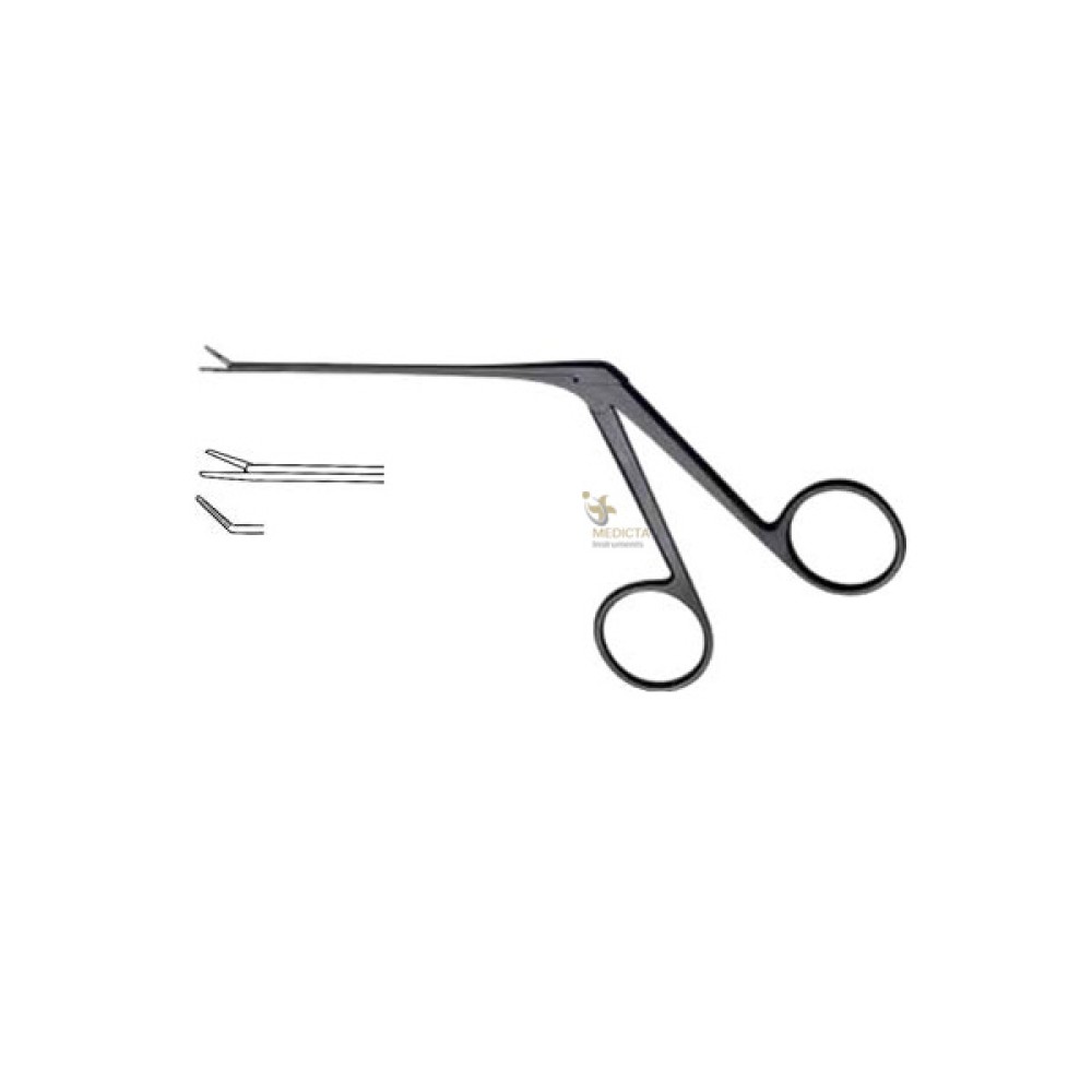 Micro Alligator Ear Forceps Serrated Right Curved - Black Coated