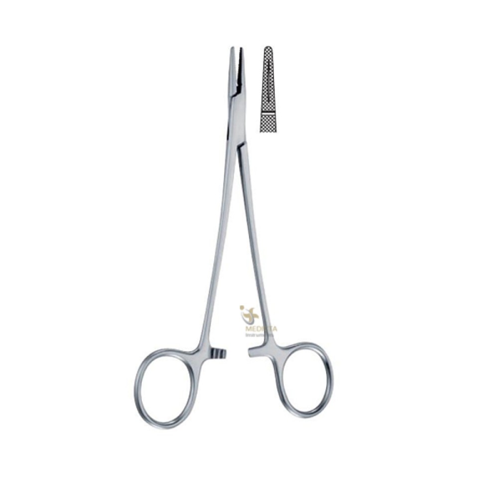 Crile-Wood Needle Holder 18cm, Cross-Serrated with Groove
